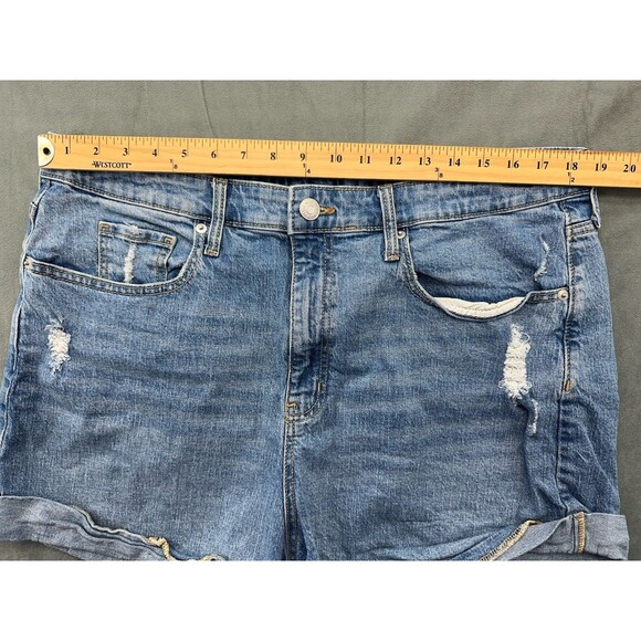 Wild Fable Juniors 17 R Super High Rise Rolled Cuff Jean Shorts Blue Medium Wash - Picture 9 of 12